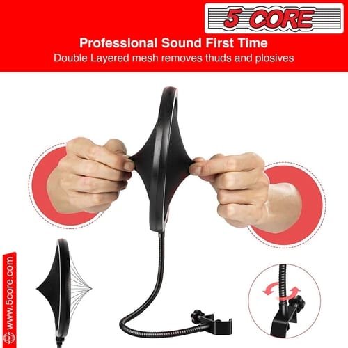 5Core microphone boom arm with shock mount and pop filter