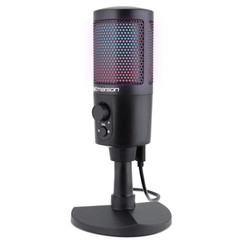 Side angle of Emerson USB gaming microphone