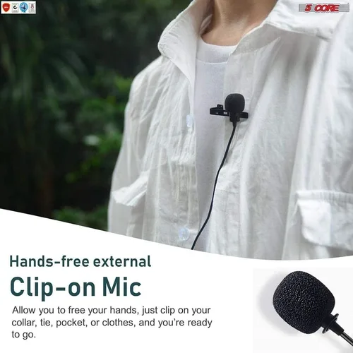 Clip‑on microphone used for interviews and recording