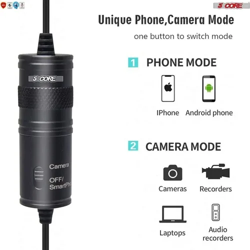Lavalier microphone with adapters and windscreen