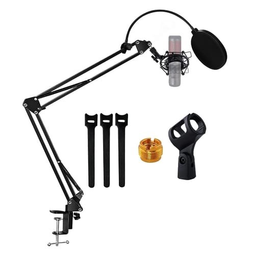 Adjustable 16‑inch scissor arm stand for streaming and recording