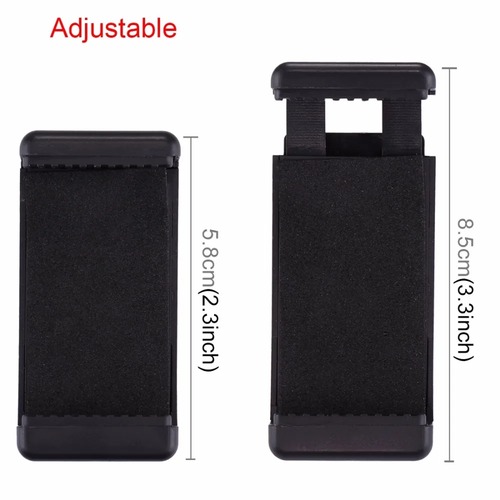 Adjustable phone clamp with 1/4‑inch screw mount
