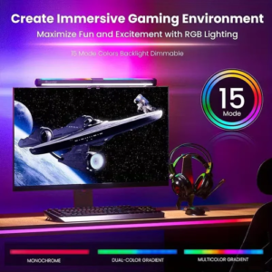Monitor light bar showing RGB ambient glow behind screen