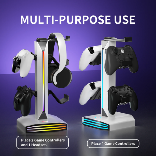 Rotating headphone stand with USB and Type‑C ports