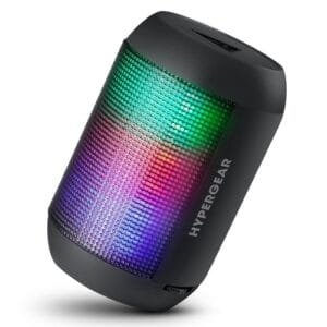 HyperGear Rave Mini speaker with glowing LED pattern