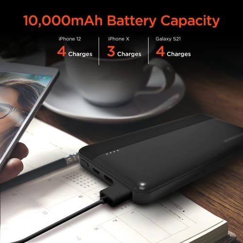 HyperGear 10,000mAh battery capacity infographic