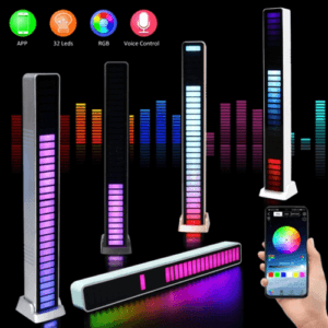 RGB sound‑reactive LED light bars with smartphone app interface