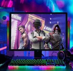 LED bar reacting to audio with colorful patterns