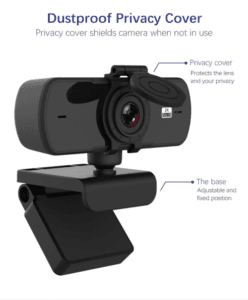 2K webcam with dustproof privacy cover closed