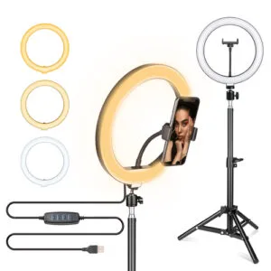 10 inch ring light kit with tripod and phone holder